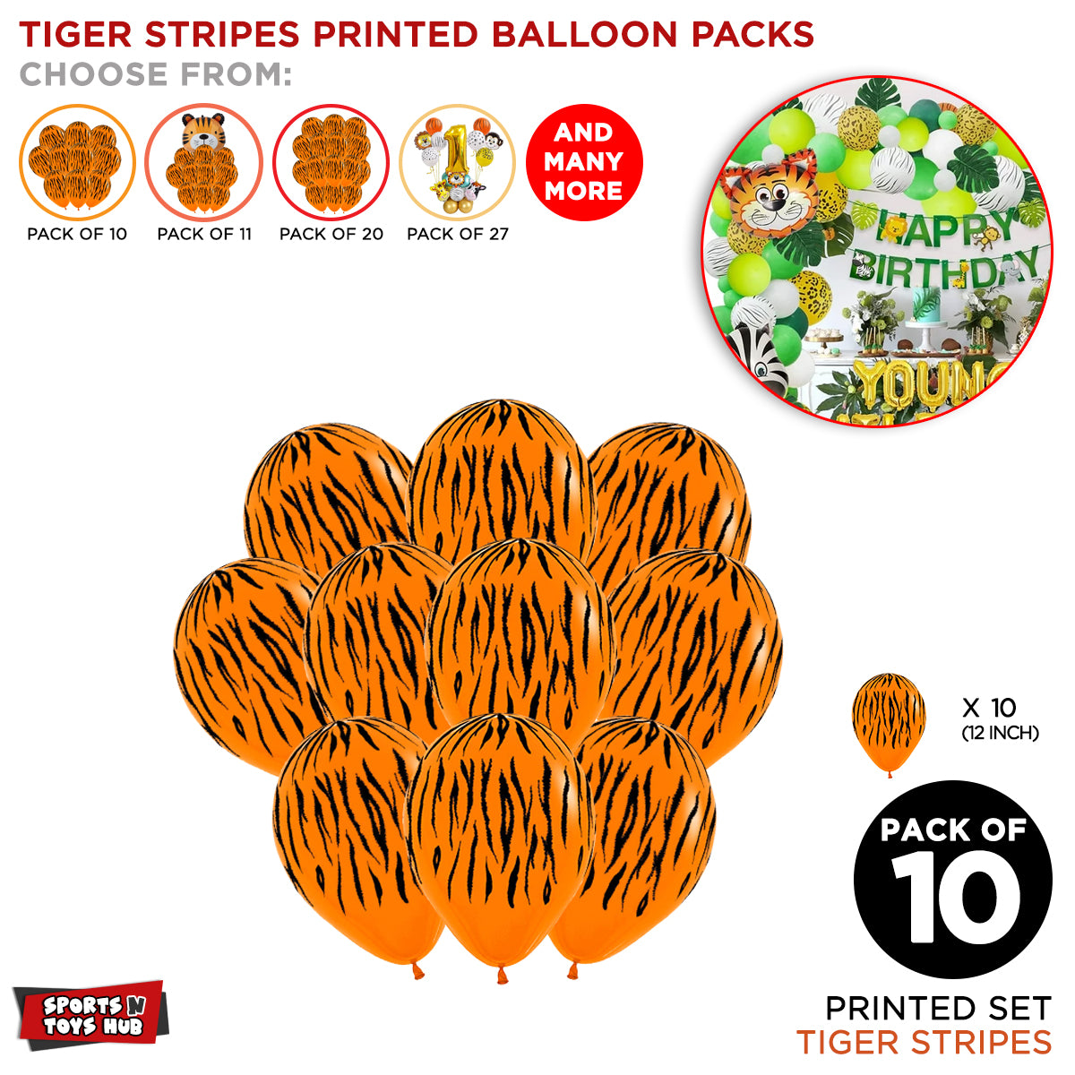 Tiger Stripes Printed Balloons Pack