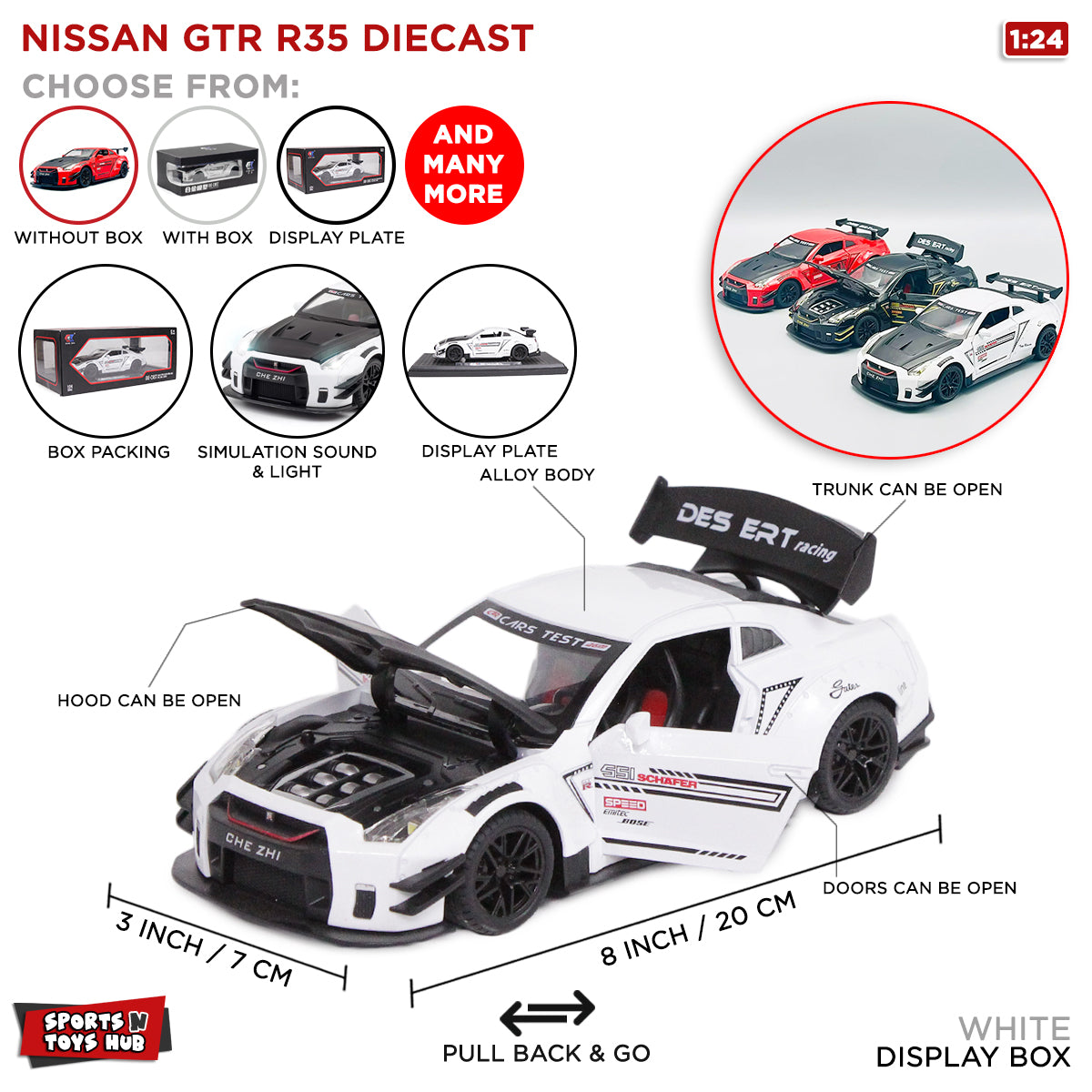 1:24 Nissan GT-R35 Metal Diecast Model Car Collection