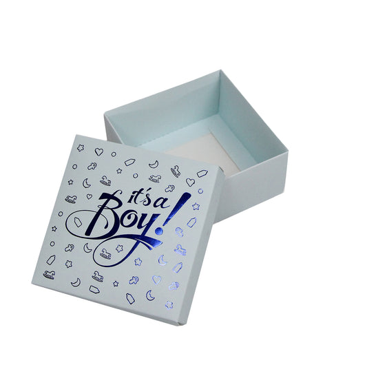 Card Stock Printed Its A Boy Lid Box 4x4x2 Inch - Pack Of 10