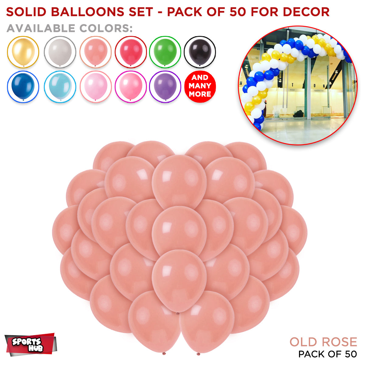 1.5 Gram Solid Latex 10 Inch Round Balloons - 50 Pcs