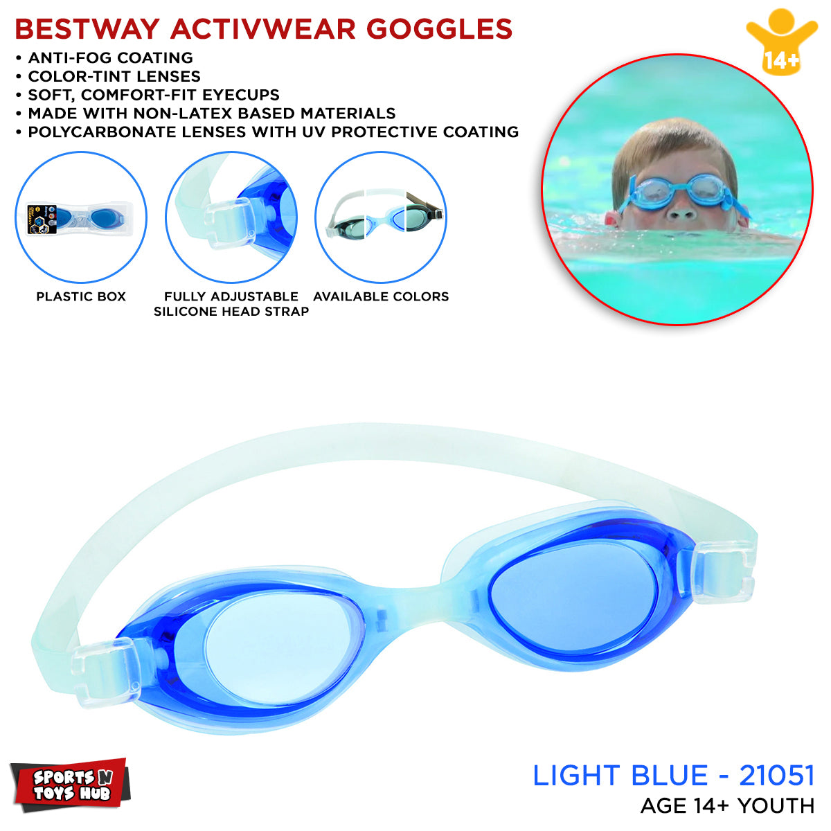 Bestway Eyewear Anti Fog Uv Protection Swimming Goggles - 21051