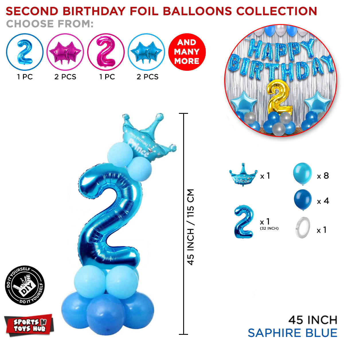 Second Birthday Foil Balloon Collection