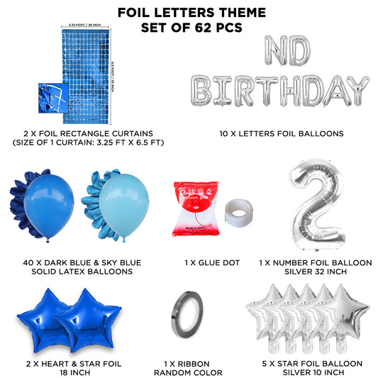 2ND Birthday Foil Letter Theme With Rectangle Curtain