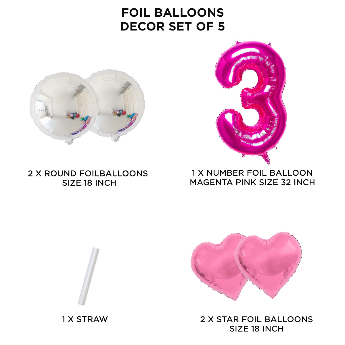 Third Birthday Foil Balloon Set Collection