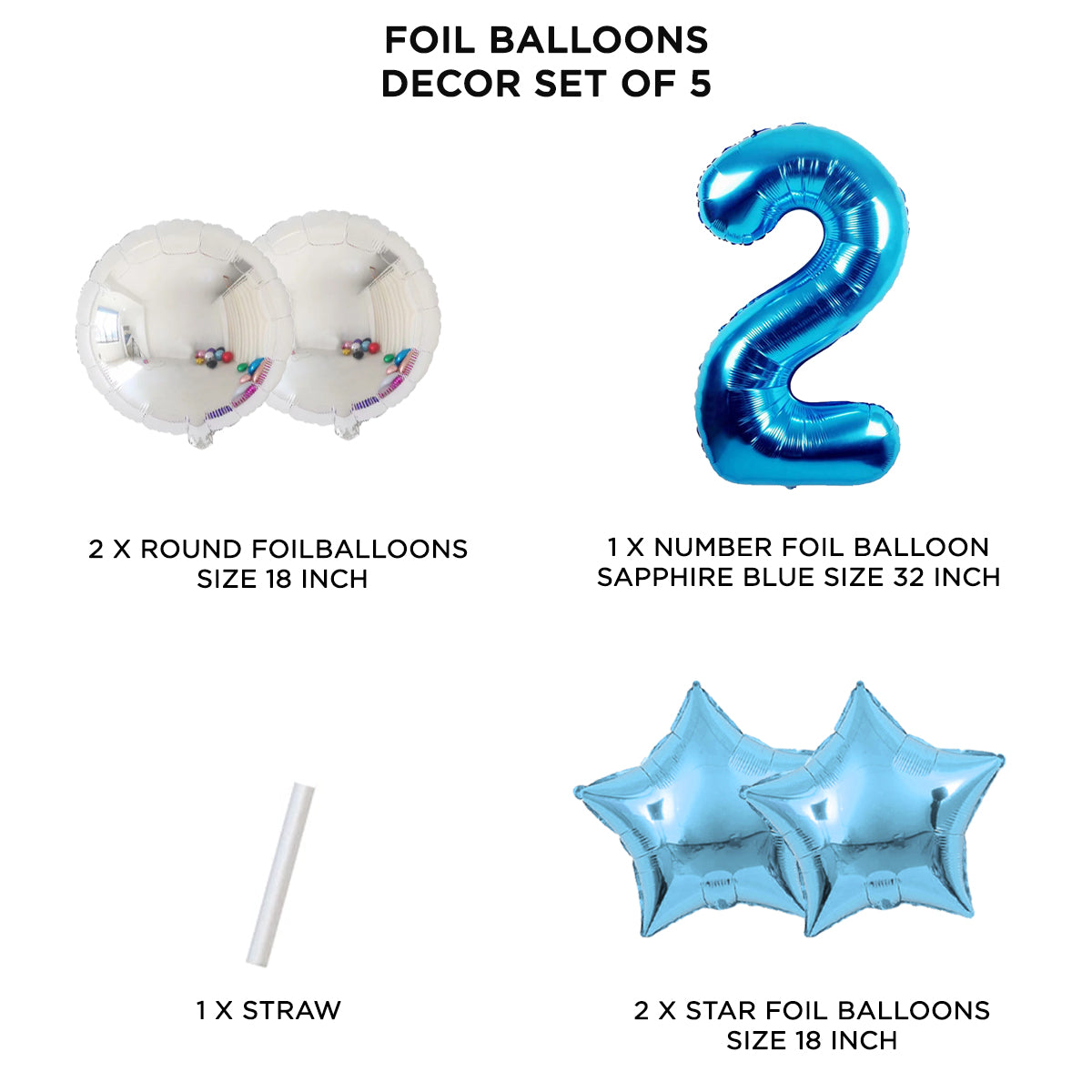 Second Birthday Foil Balloon Set Collection