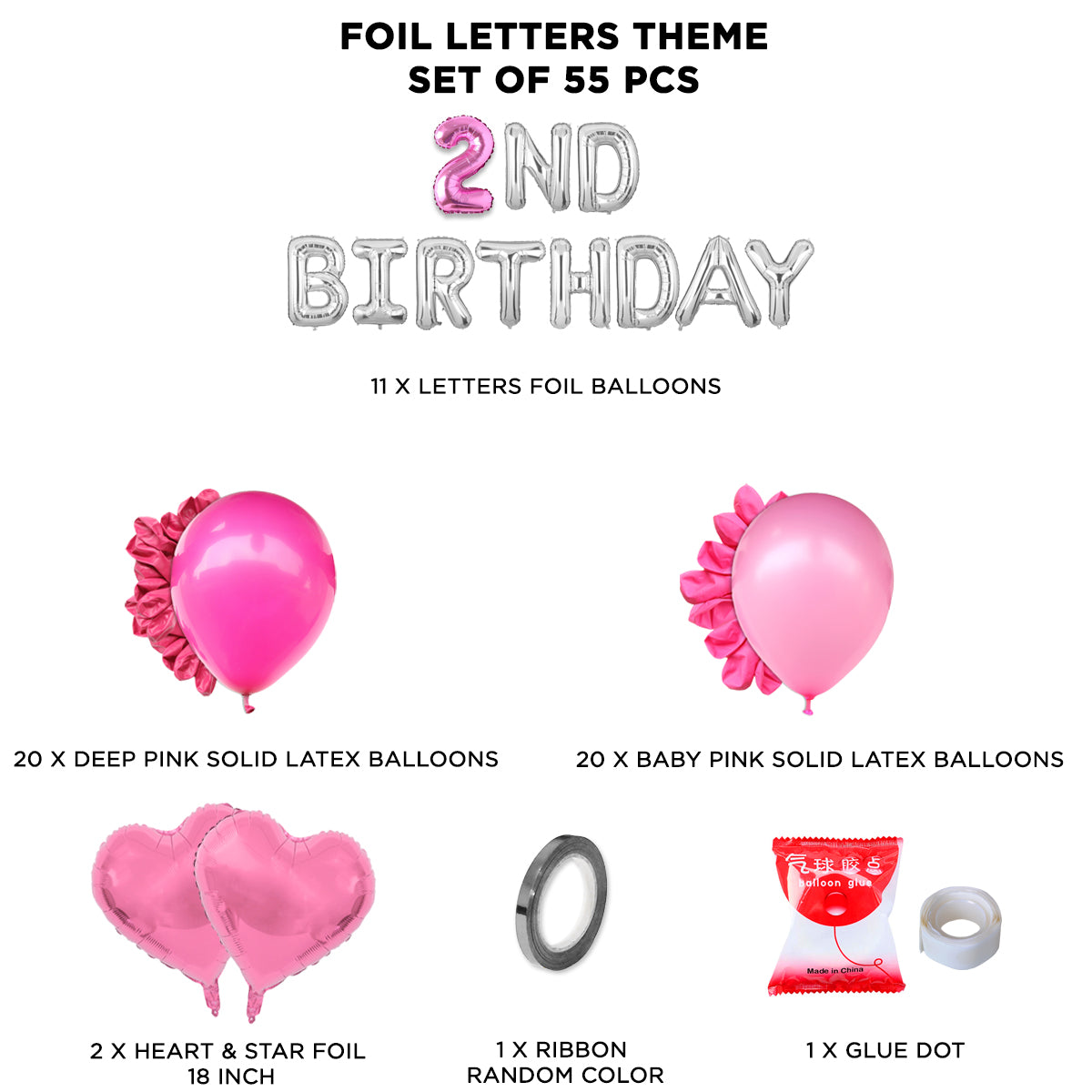 Second Birthday Foil Letter Theme Without Curtain