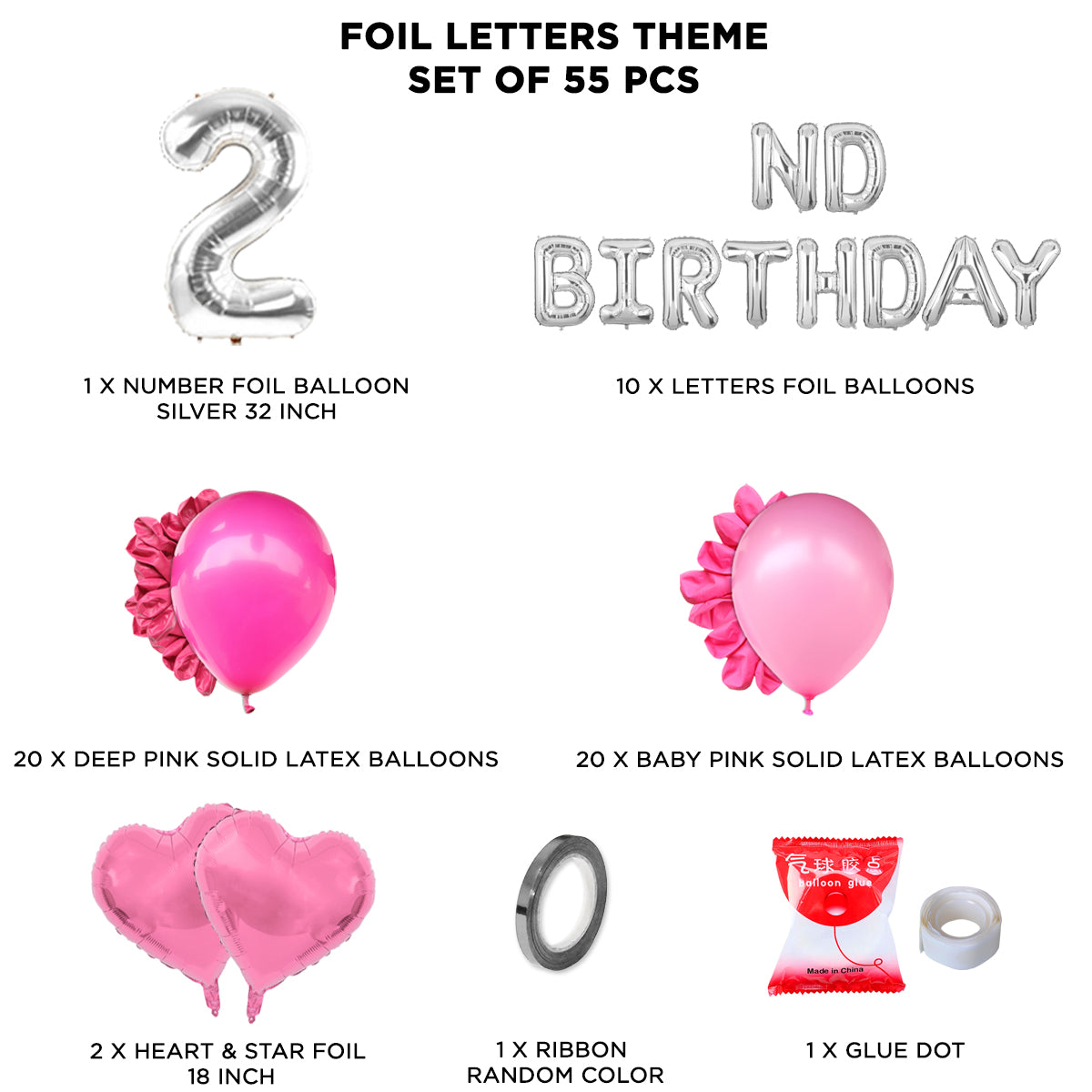 2nd Birthday Foil Letter Theme Without Curtain