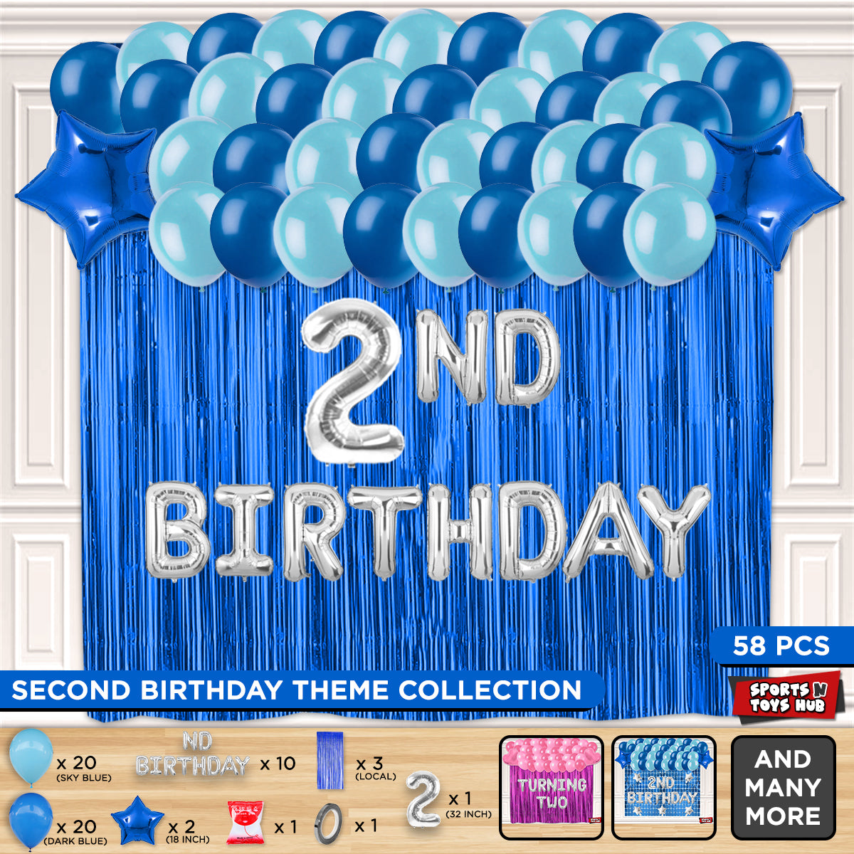 2ND Birthday Foil Letter Theme With Curtain