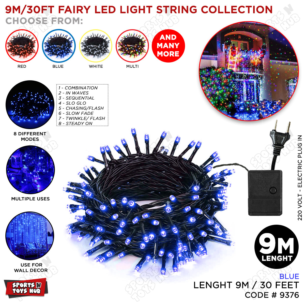 9M / 30 FT LED Fairy Light - 8 Changeable Modes