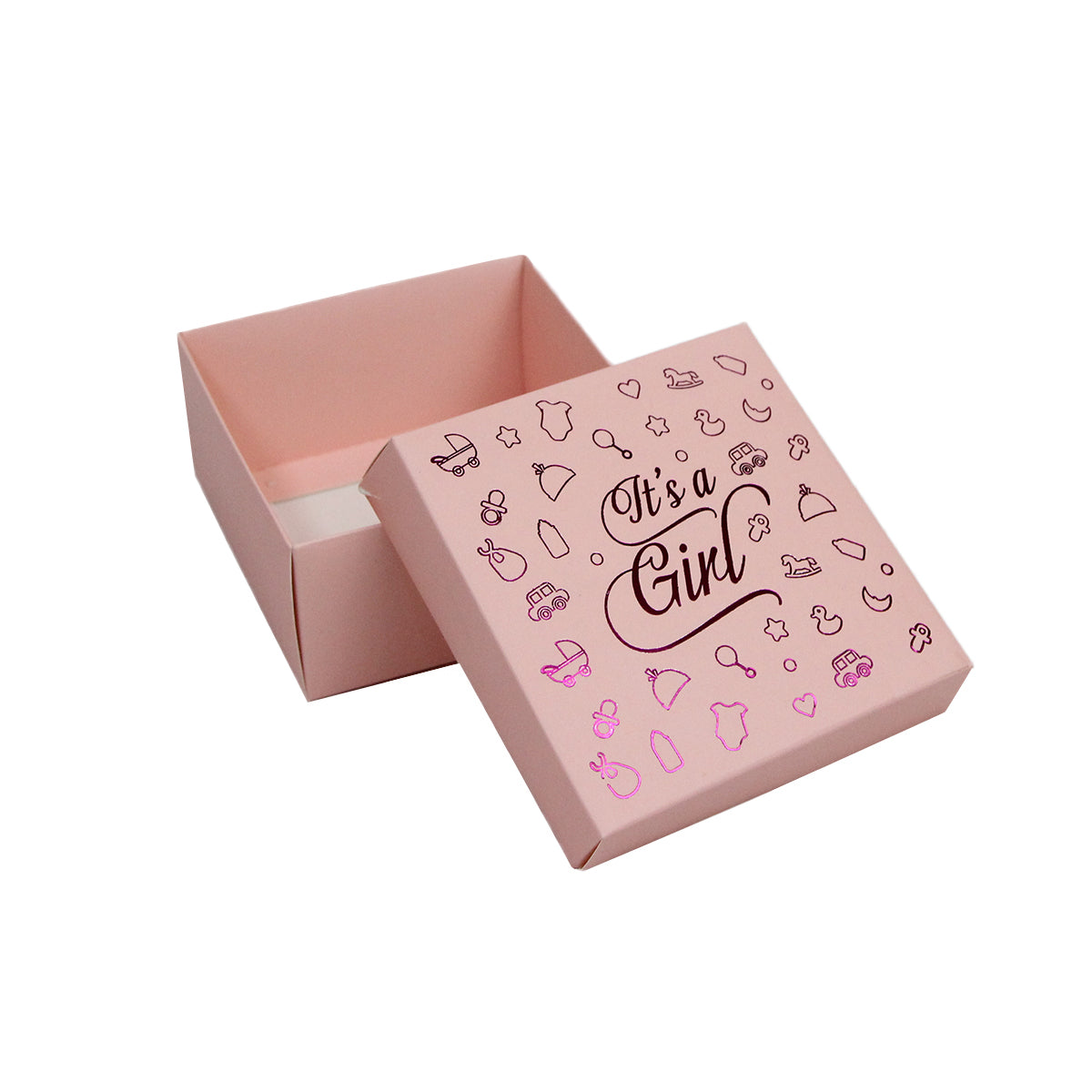 Card Stock Printed Its A Girl Lid Box 4x4x2 Inch - Pack Of 10