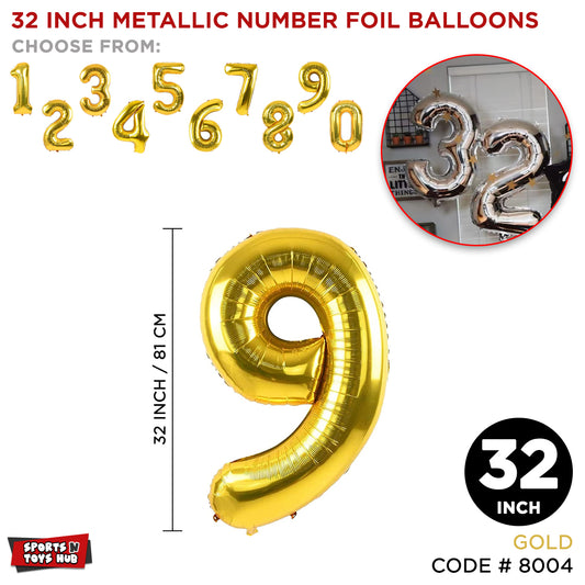 32 Inch Gold Number Foil Balloon
