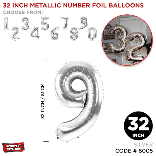 32 Inch Silver Number Foil Balloon