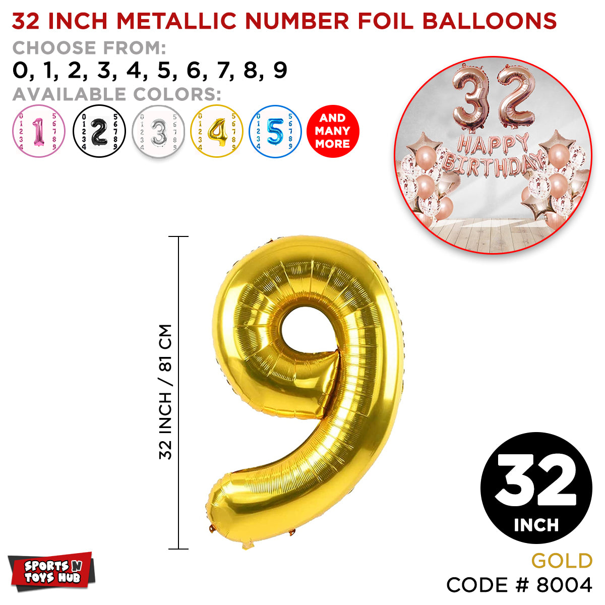 Gold Number Foil Balloon Collection