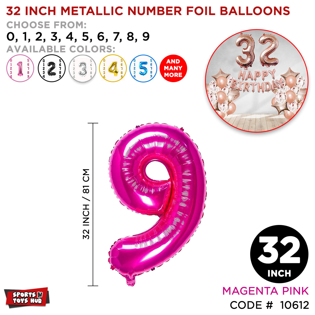 32 Inch Pink Number Foil Balloon Collection