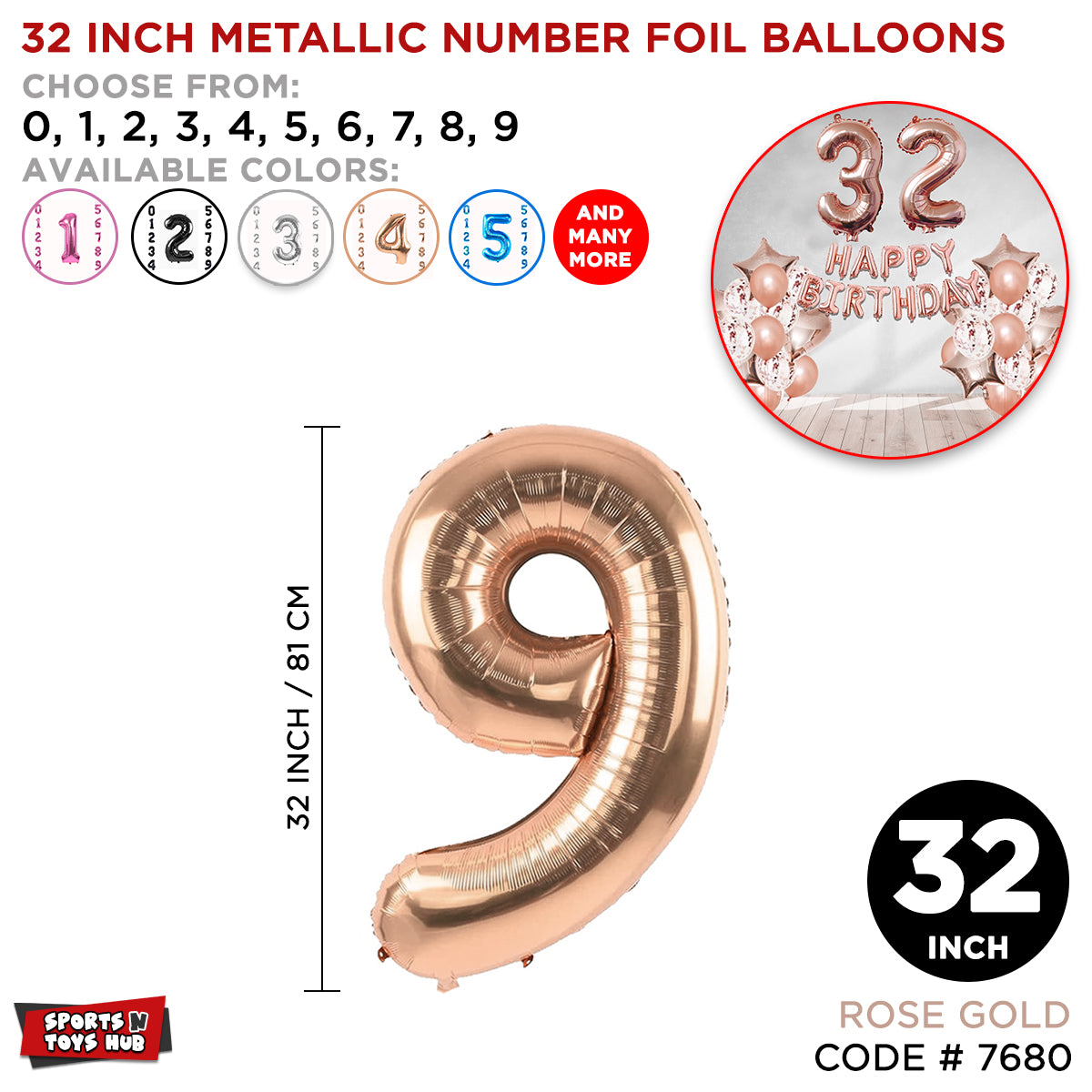 Rose Gold 32 inch Number Foil Balloon Collection