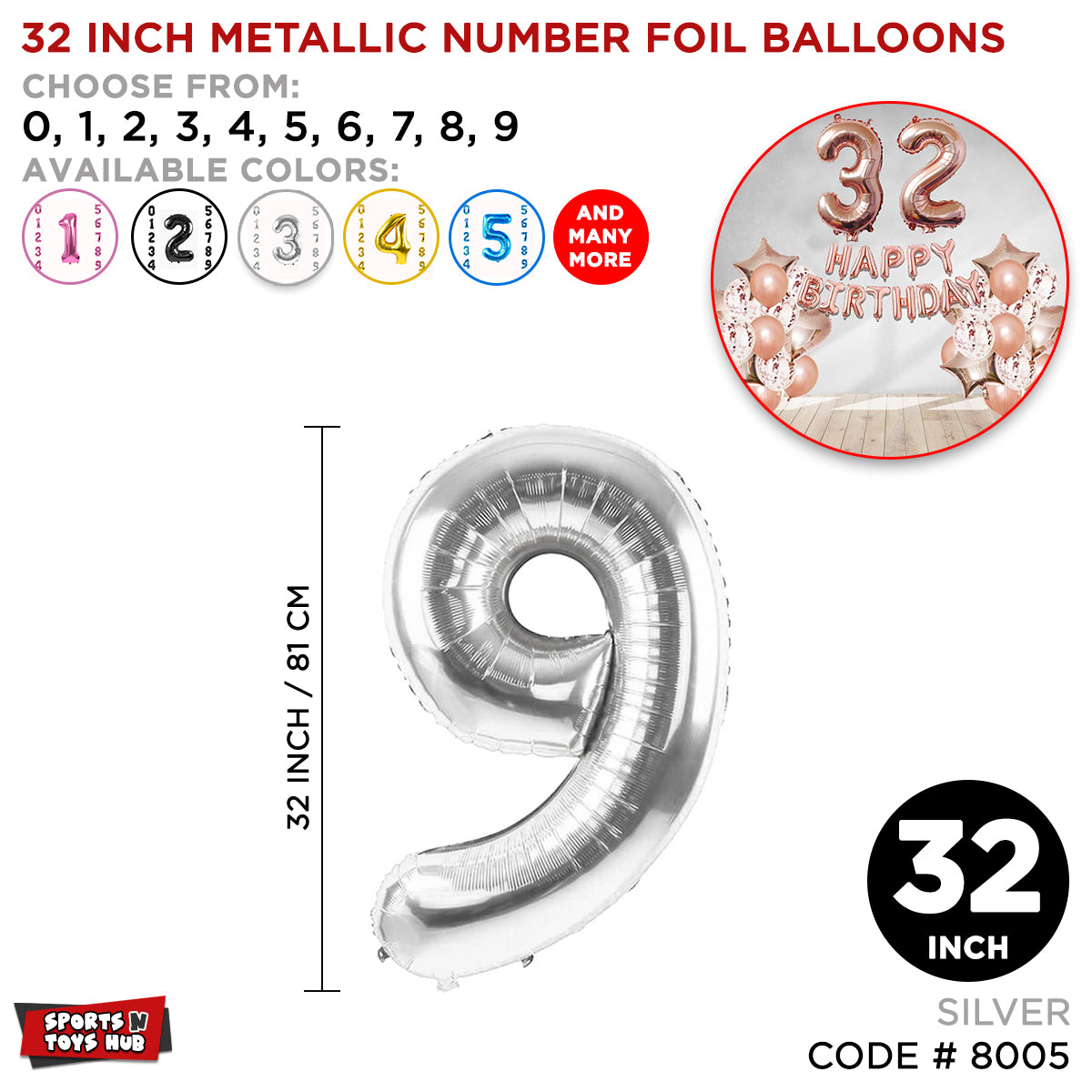Silver Number Foil Balloon Collection