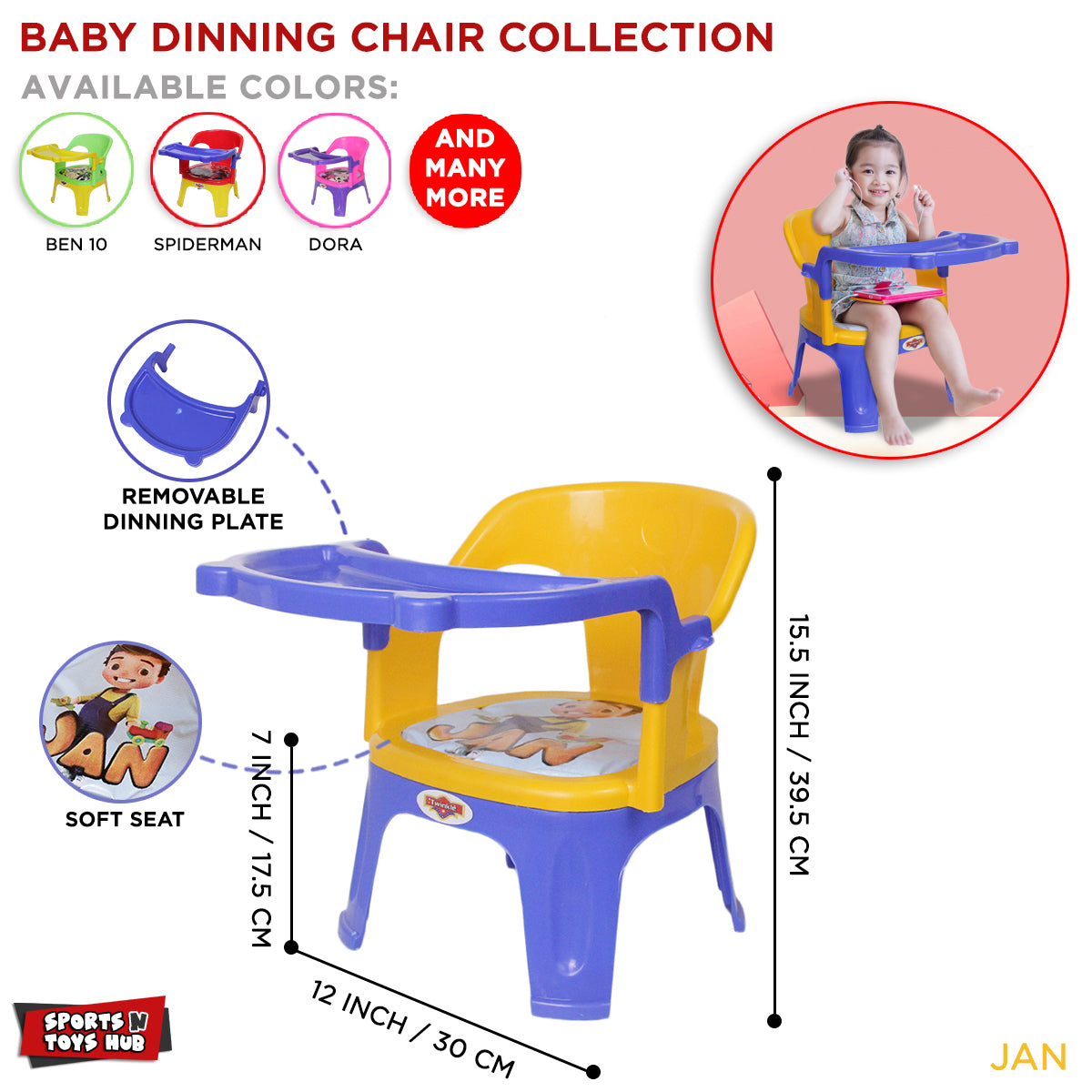 Jan Turkish Cartoon Character Infant Baby Dinning Chair