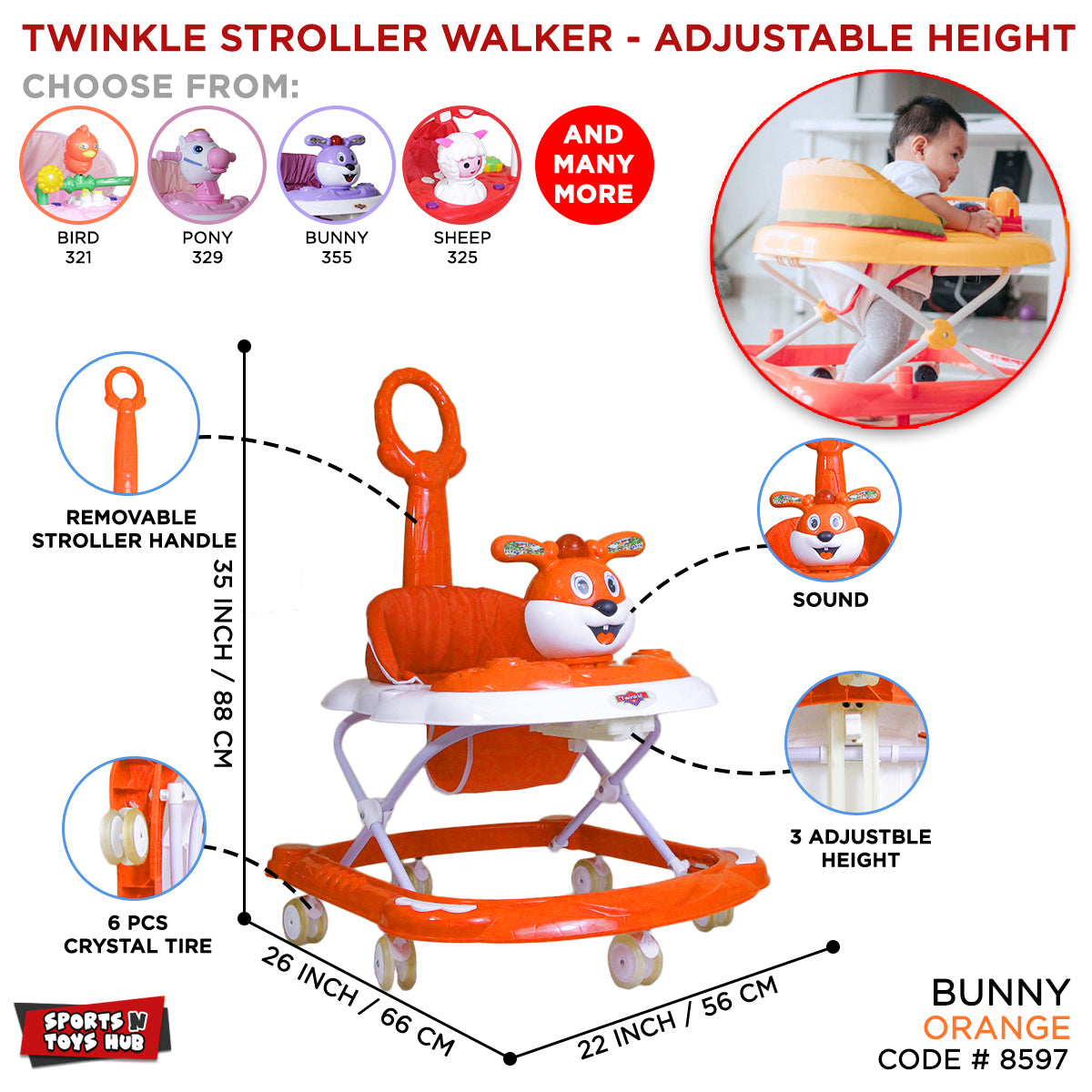 Twinkle Bunny Face Shape Baby Walker Collection