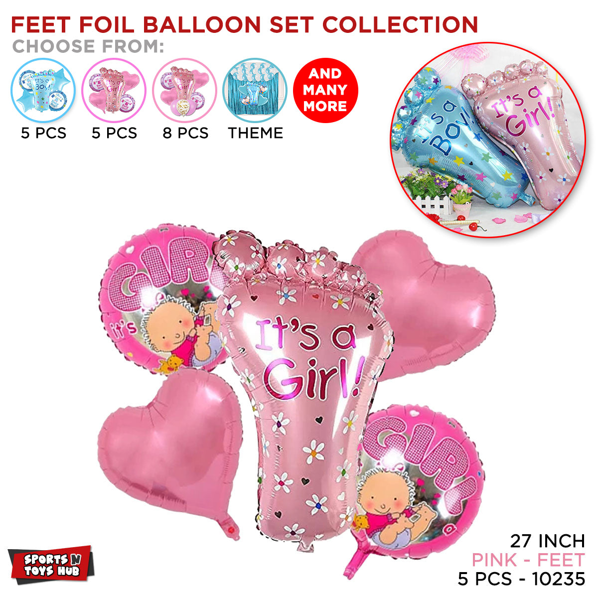 Its A Girl Feet Foil Balloon Set