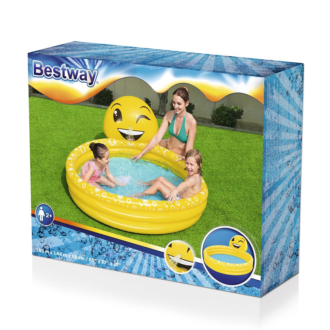 5 Ft Bestway Inflatable Summer Smile Spray Splash Play Swimming Pool For Kids - 53081