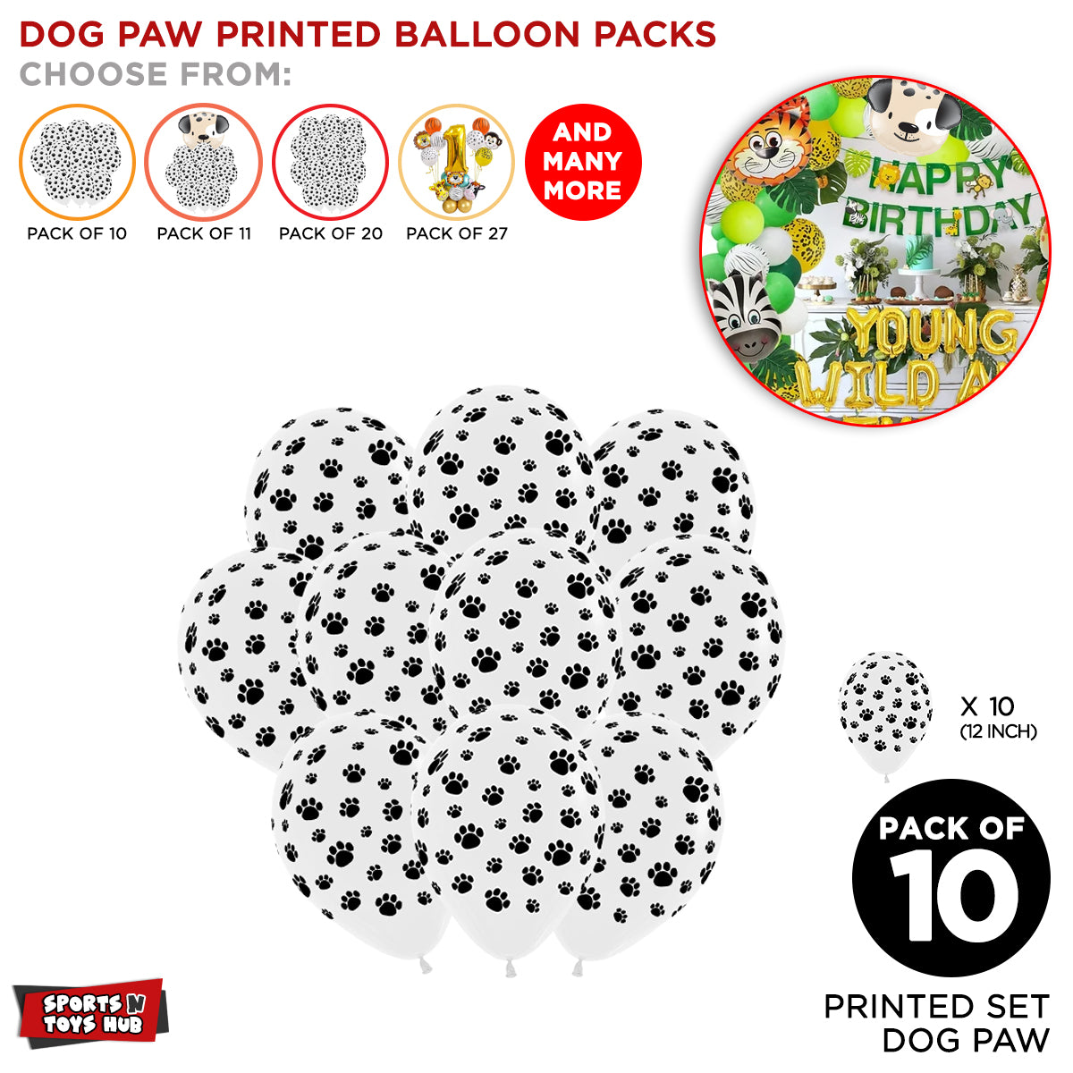 Dog Paw Printed Balloons Pack