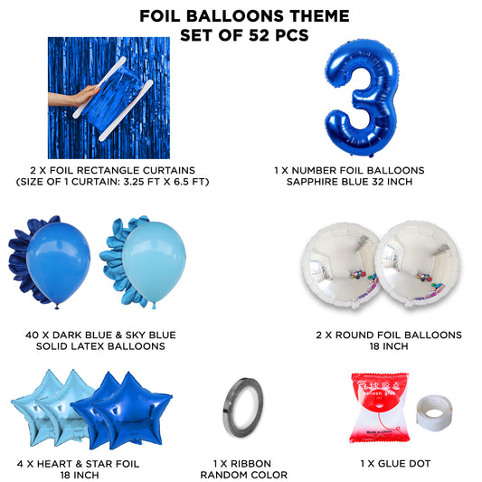Third Birthday Foil Balloon Theme With Curtain