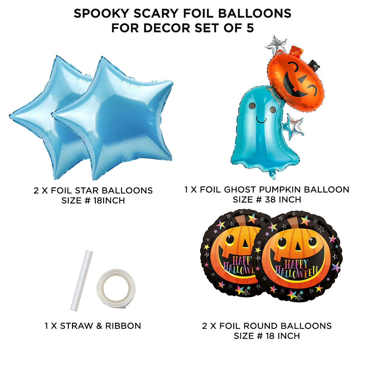 Ghost Pumpkin Foil Balloon Set