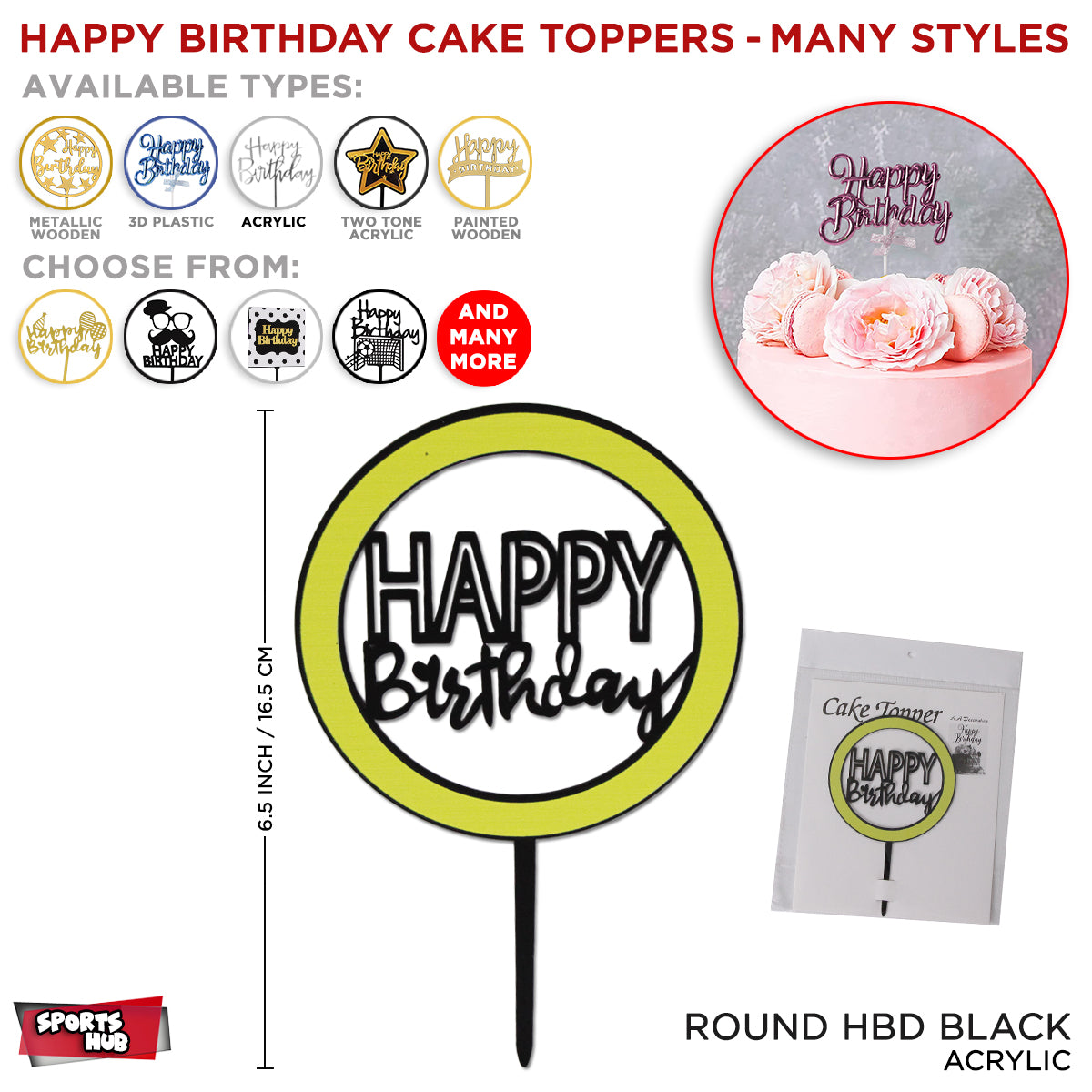 Happy Birthday Round Style Cake Topper