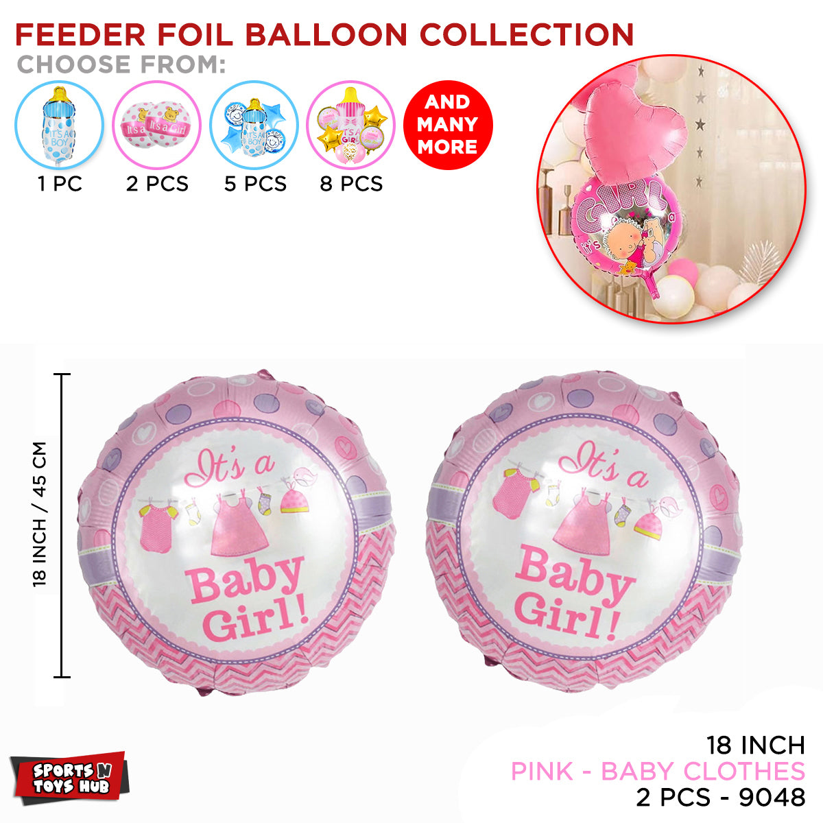 Baby Girl Round Foil Balloon Set