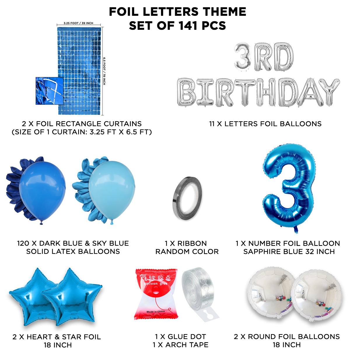 3RD Birthday Foil Letter Arch Theme