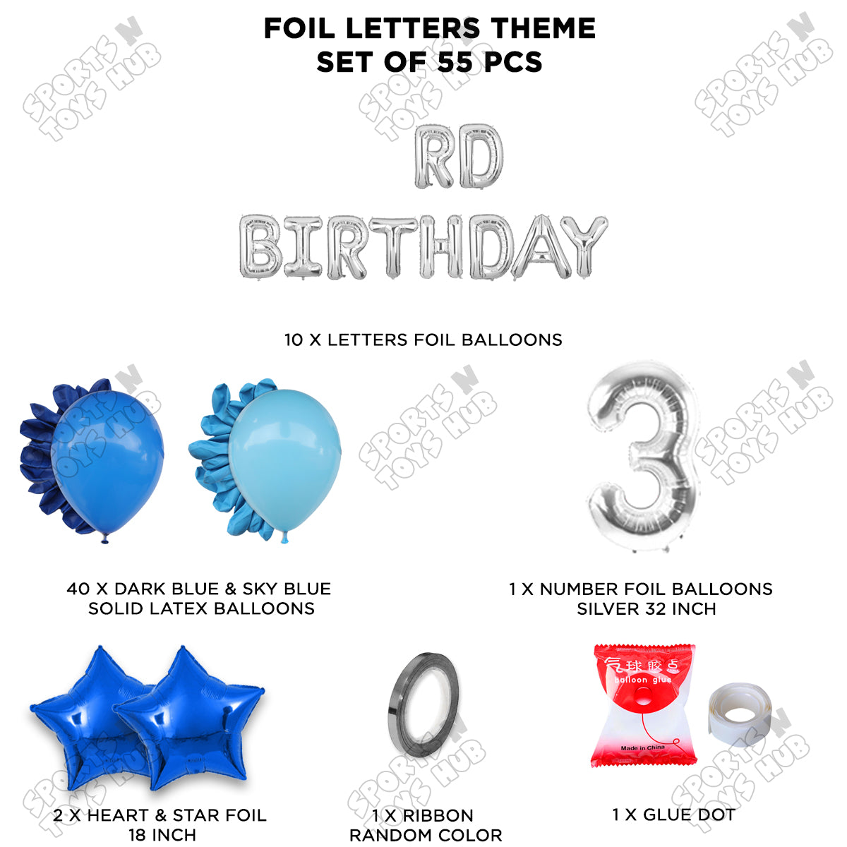 3RD Birthday Foil Letter Theme Without Curtain