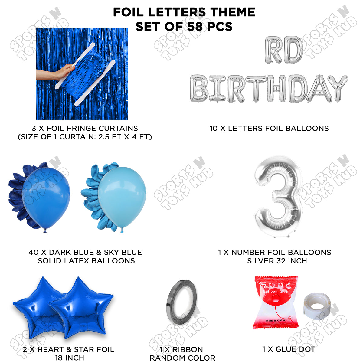 3RD Birthday Foil Letter Theme With Curtain