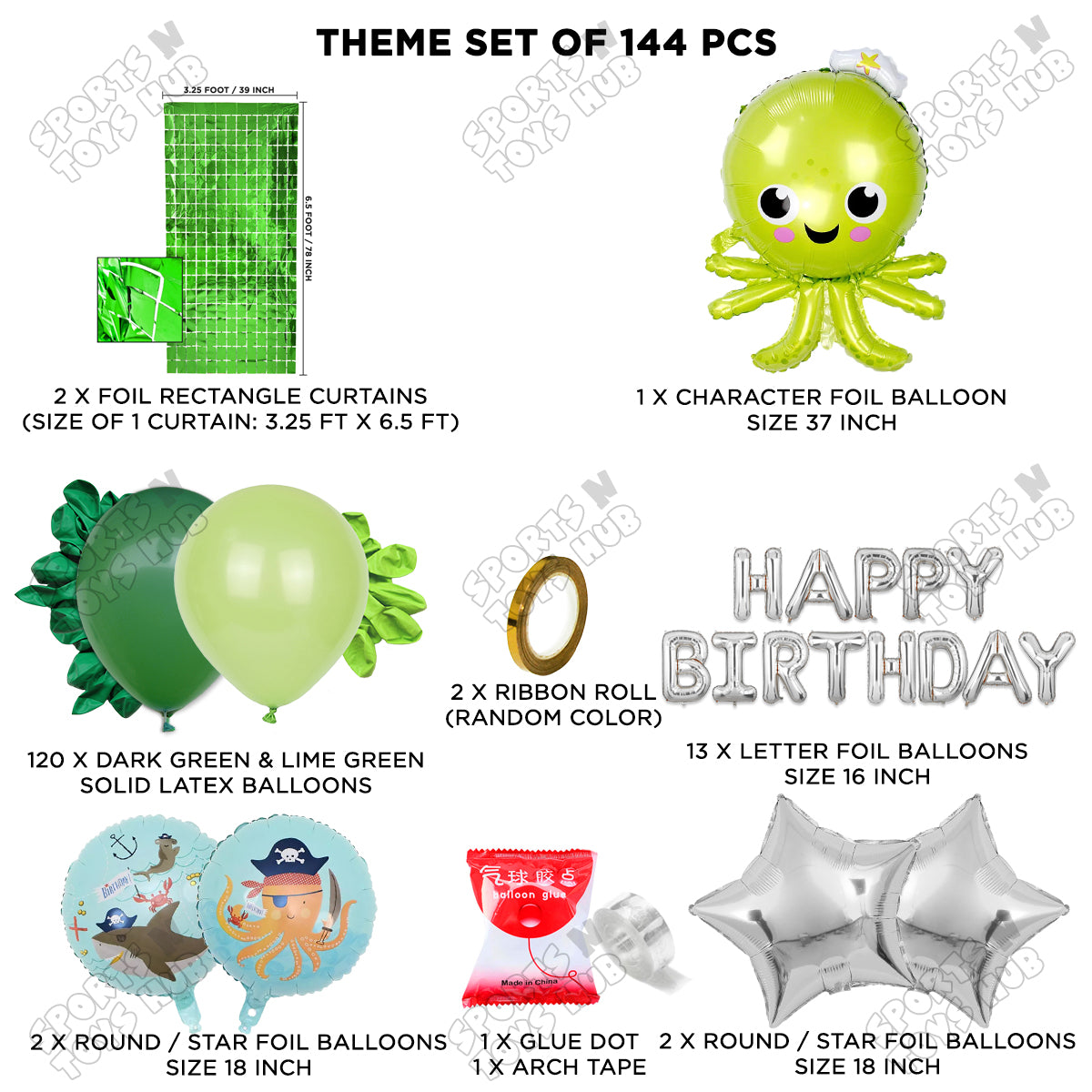 Octopus Foil Balloon Set With Foil Letter Balloon Arch Theme