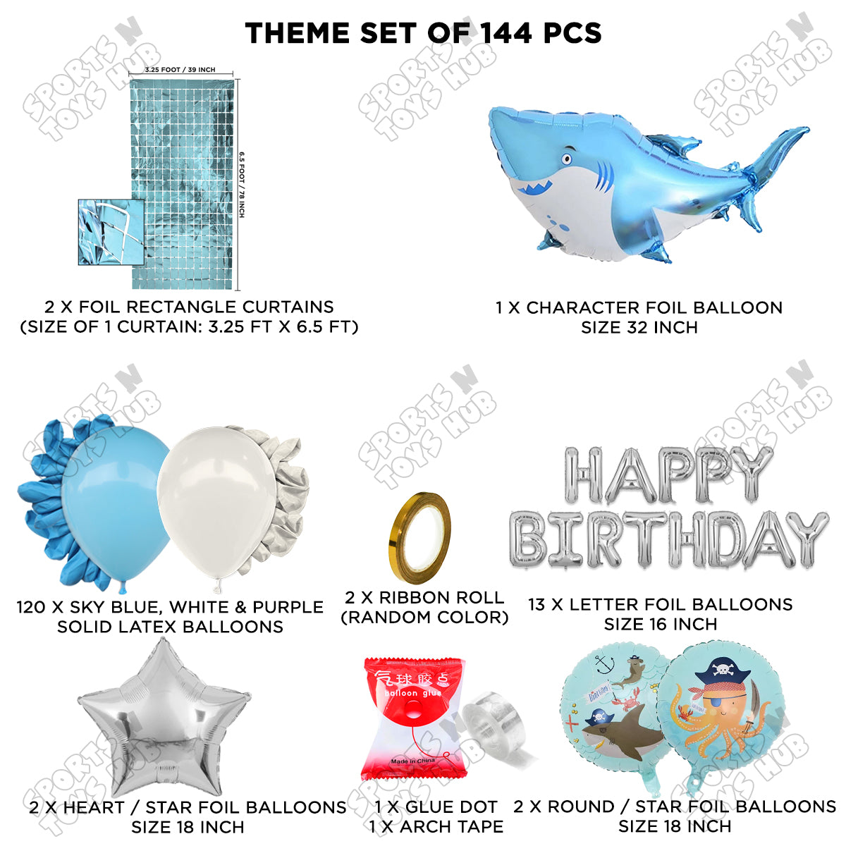 Shark Foil Letter Balloon Arch Theme