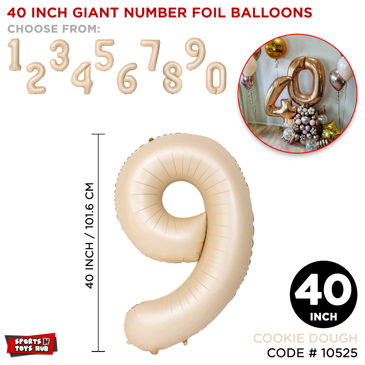 40 Inch Cookie Dough Number Foil Balloon Collection