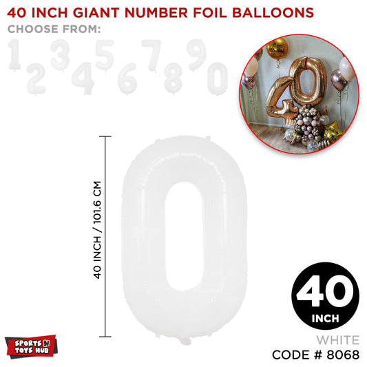 40 Inch White Number Foil Balloon Collection