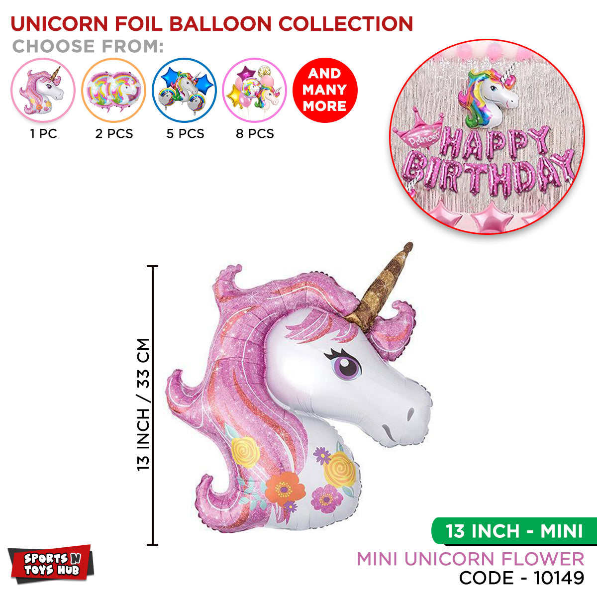 Mini U-n-i-c-o-r-n Foil Balloon