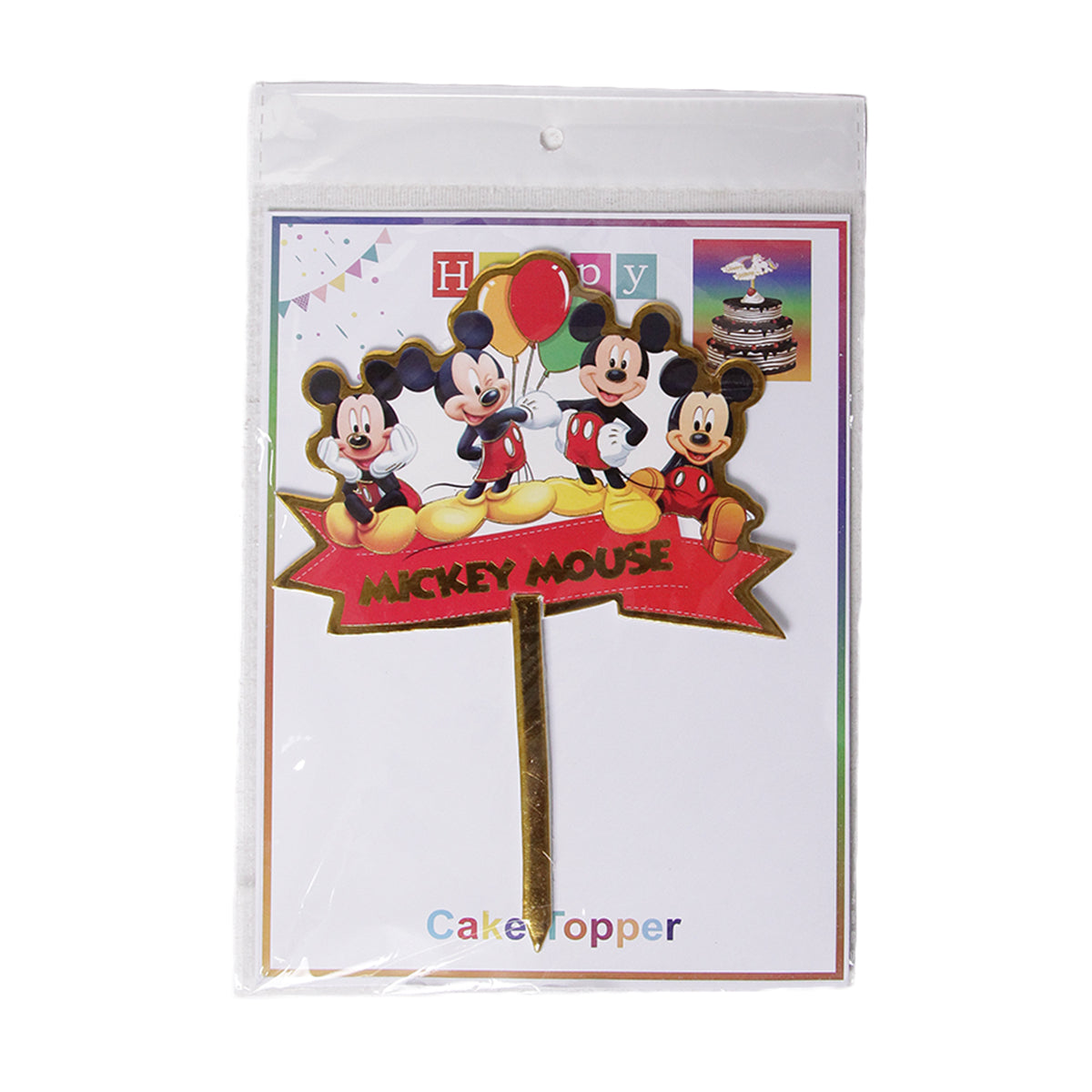 Cartoon Character HBD Mic-key M0use Painted Card Board Cake Topper