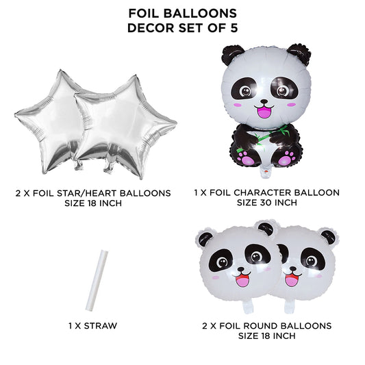 Panda Pack Of 5 Foil Balloon Set