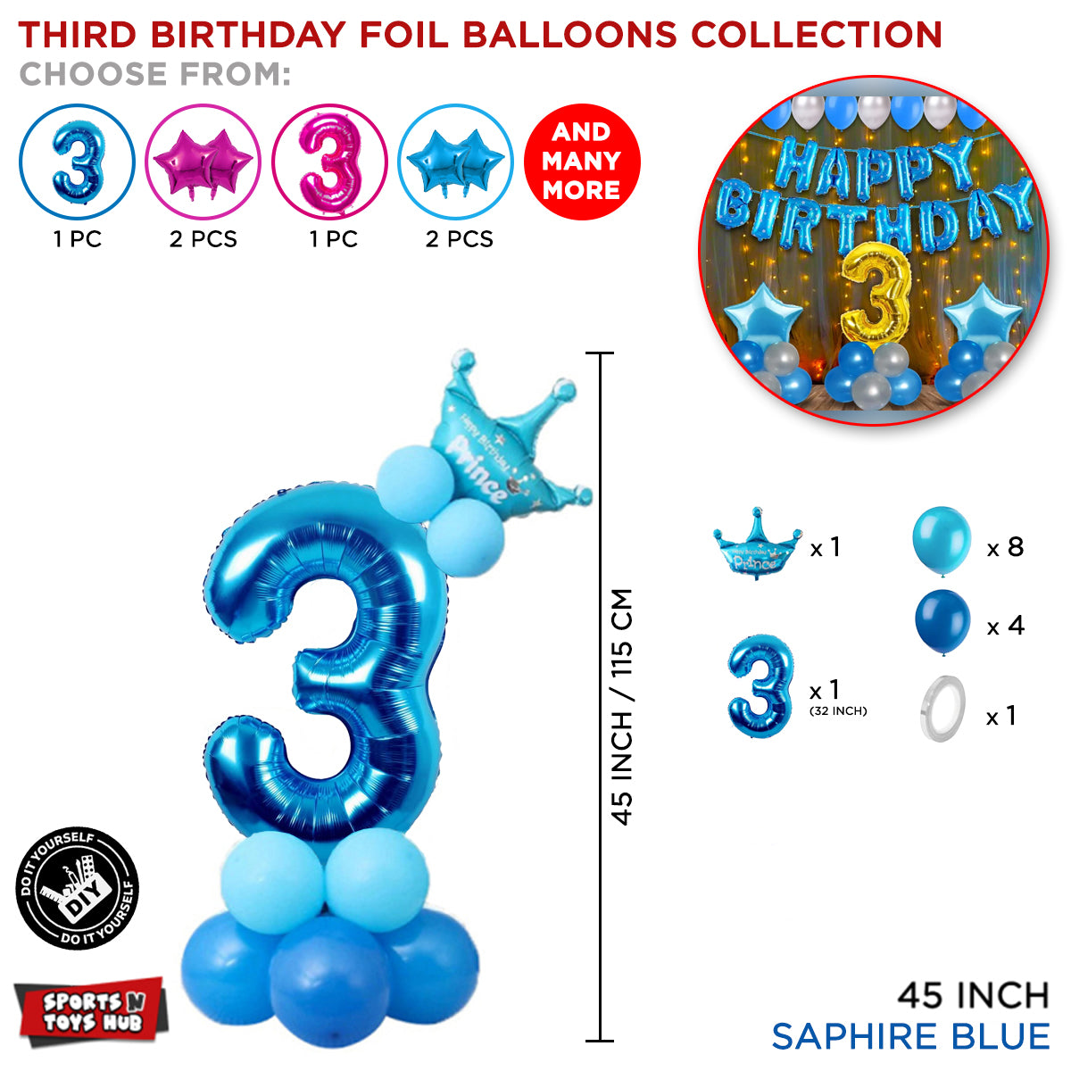 Third Birthday Foil Balloon Collection