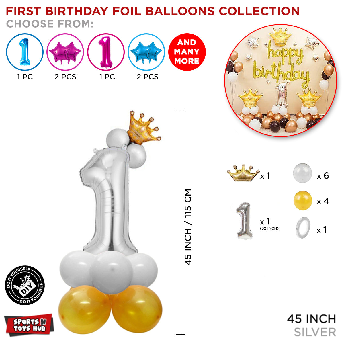 First Birthday Foil Balloon Collection