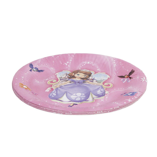 Printed Princess Sofia Cartoon Character Disposable Paper Plates for Birthday Parties - Pack of 10