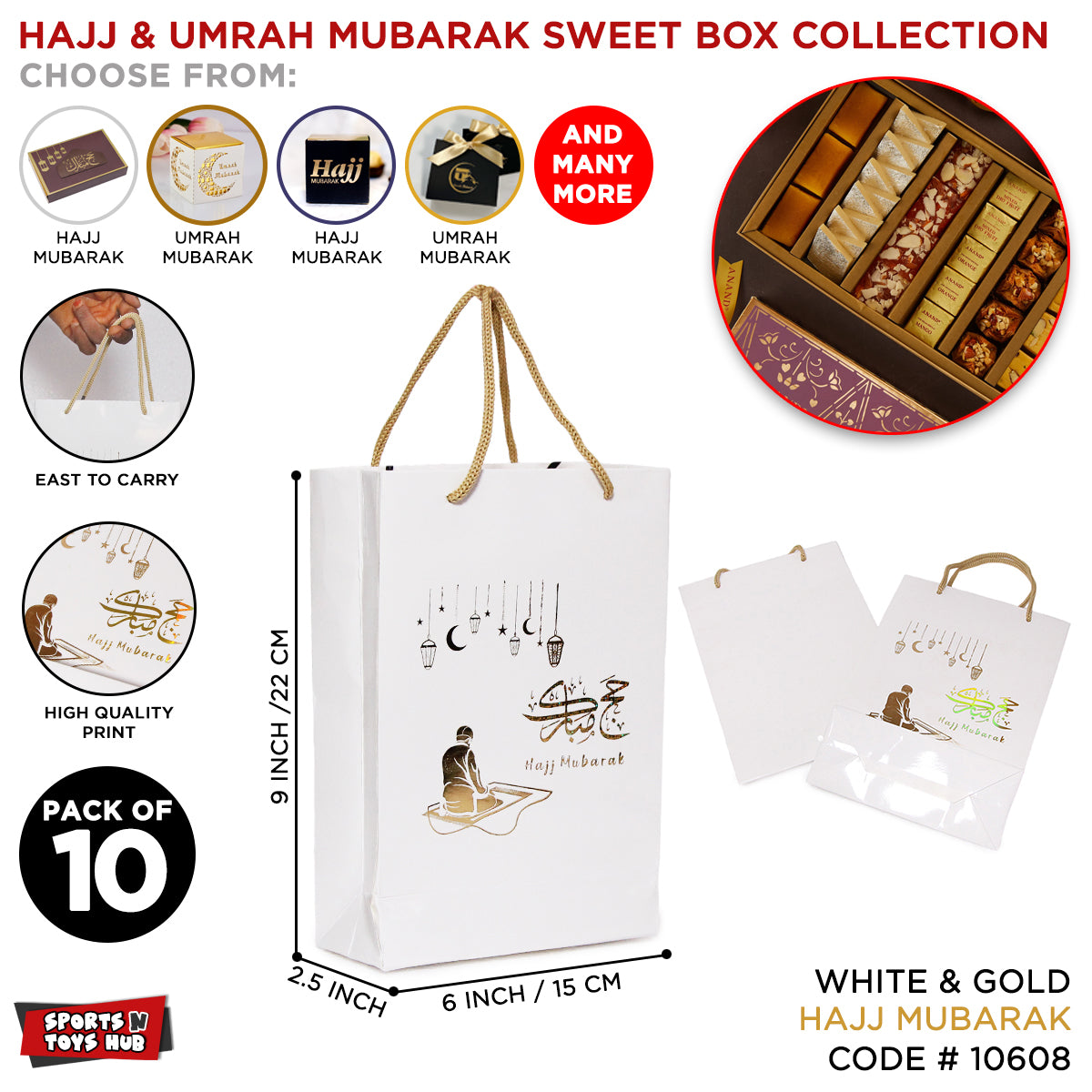 Hajj Mubarak Gift Bag Collection - 10 Pcs