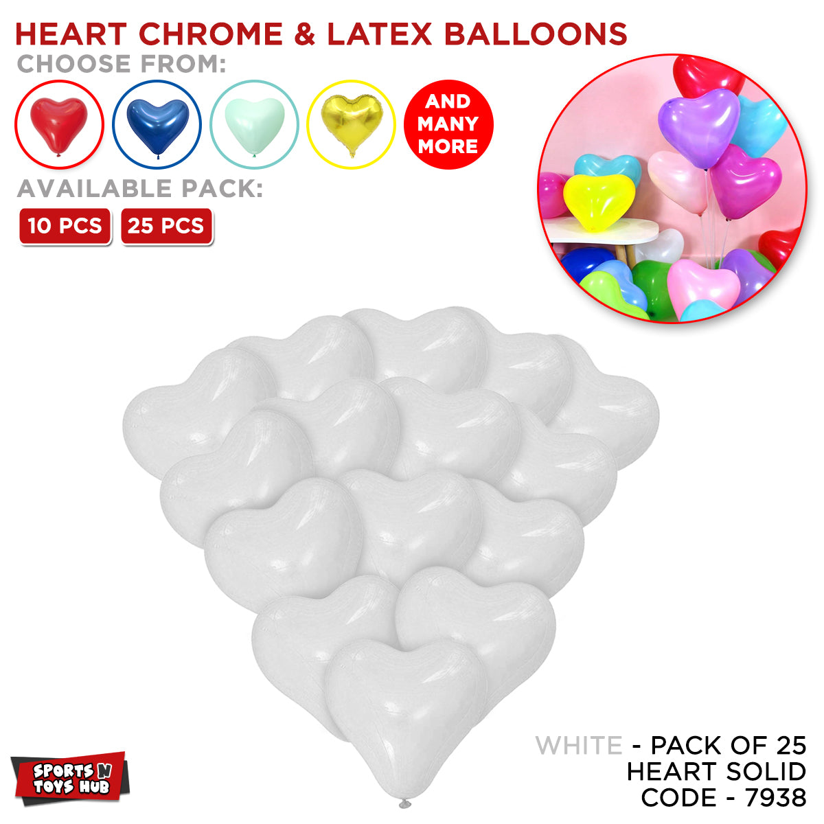 Heart Shape Solid Latex Balloon Collection