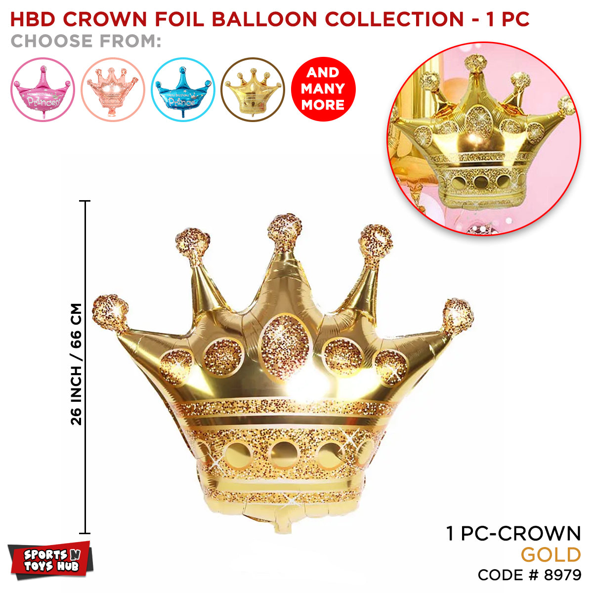 Gold Crown Shape HBD Foil Balloon