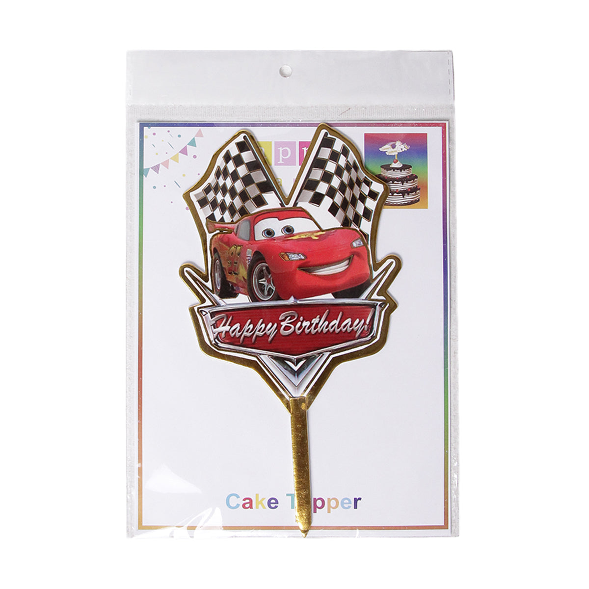 Cartoon Character HBD Car Painted Card Board Cake Topper