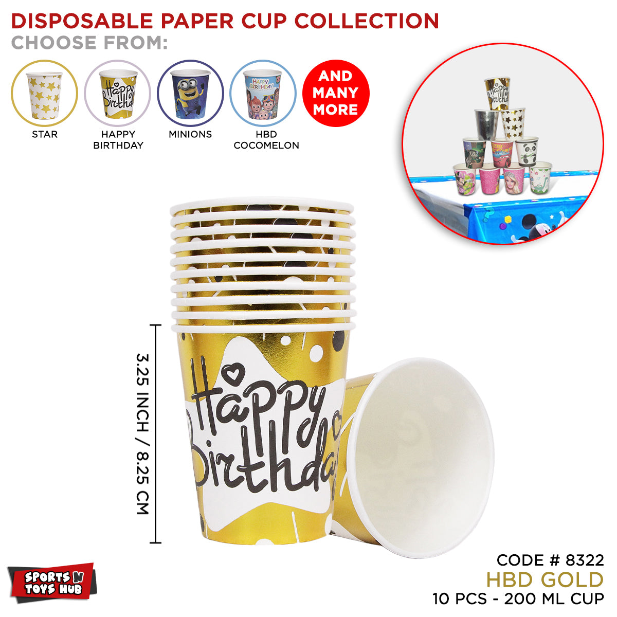 Disposable Printed HBD Cups Collection