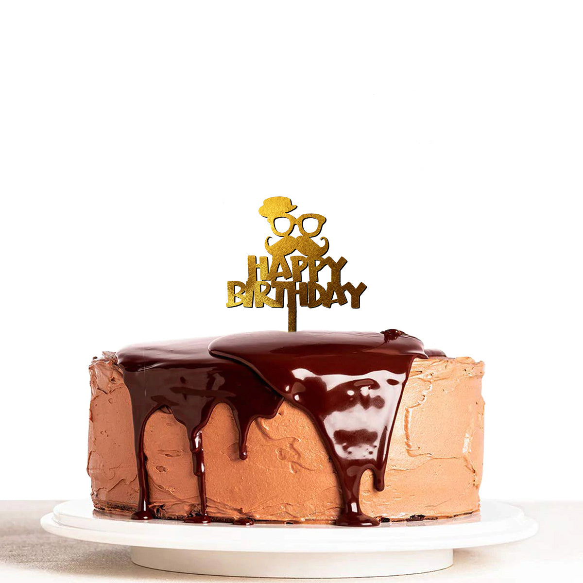Happy Birthday Father Painted Wooden Cake Topper