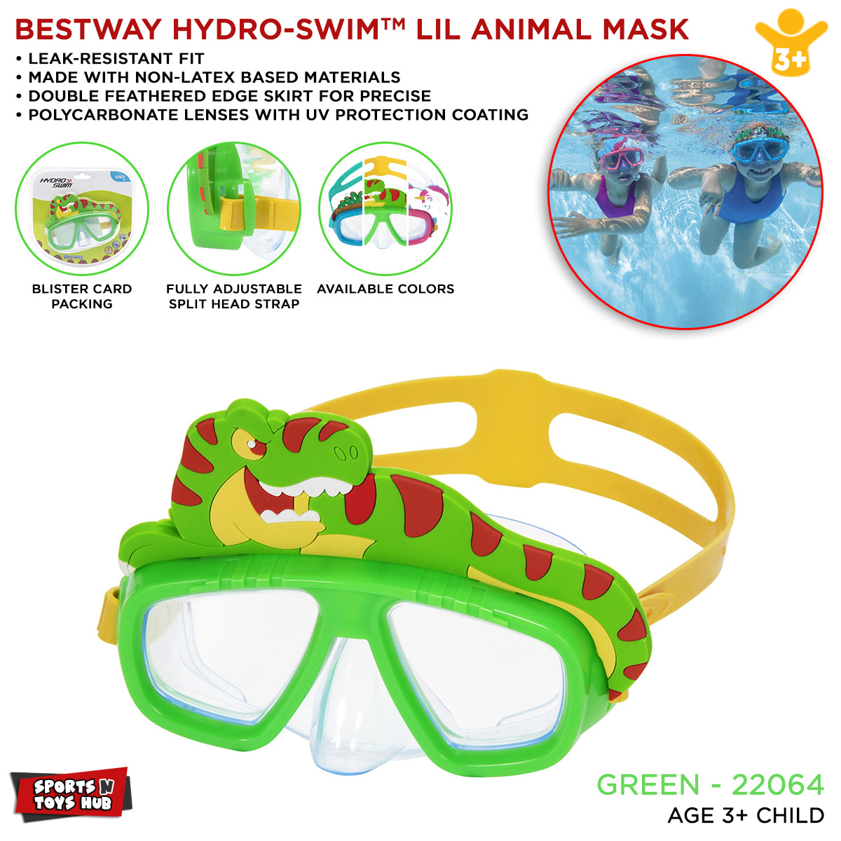 Bestway Hydro Swim Animals Character Kids Goggles - 22064