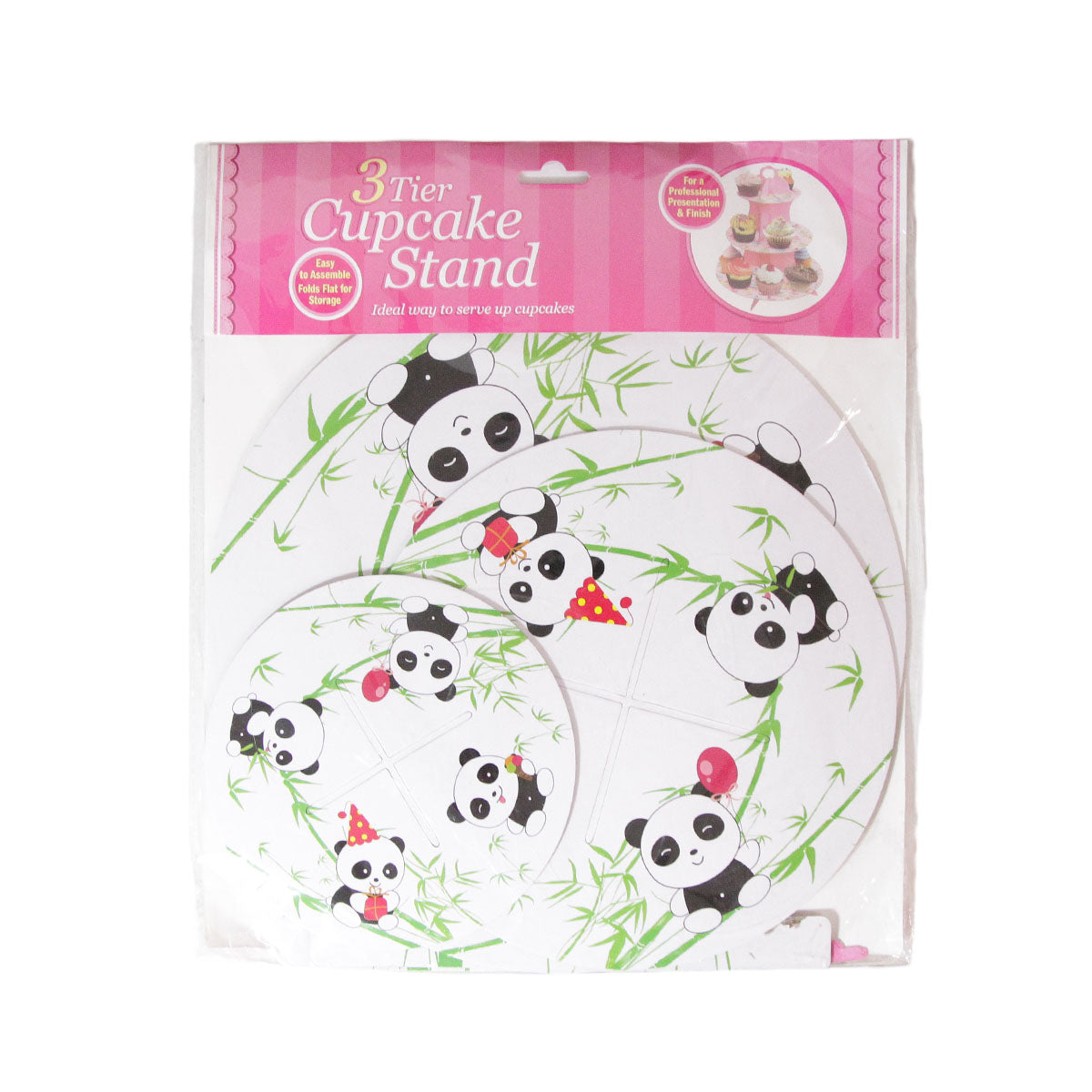 Three Tier Printed Panda Cardboard Cake Stand Tray